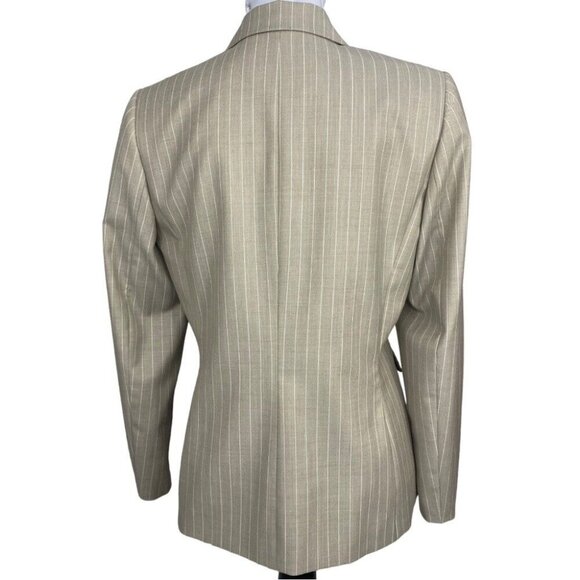 Tahari ASL Women’s Tan White Striped Two Button Business Career Blazer 10/C39 - Picture 5 of 11